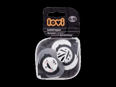LOVI Dudlík silikonový dynamický SALT&PEPPER 6-18m 2ks