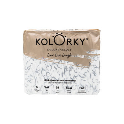 Kolorky DELUXE VELVET - S (3-6 kg) jednorázové eko plenky se sametovým povrchem 25ks
