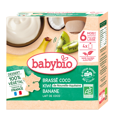 BABYBIO svačinka s kokosovým mlékem - kiwi a banán 4 x 85 g