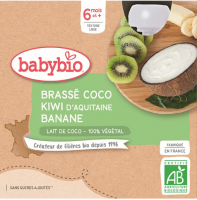 Babybio Svačinka s kokosovým mlékem - kiwi a banán 4 x 85 g
