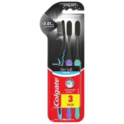 Colgate Zubní kartáček Slim Soft Charcoal trio 3ks