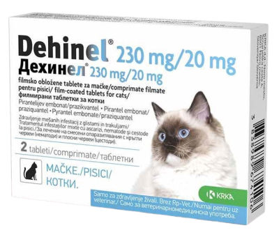 Dehinel pro kočky 230 mg/20 mg 2 tablety Dehinel pro kočky 230 mg/20 mg 2 tablety
