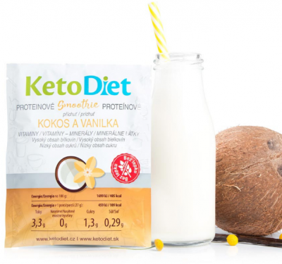 KetoDiet Proteinové smoothie příchuť kokos a vanilka 7 porcí - KetoDiet Proteinové smoothie 7 x 27 g
