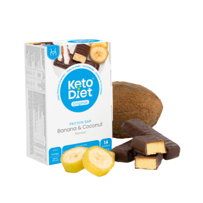 KetoDiet Proteinové tyčinky příchuť kokos-banán 14ks - KetoDiet Protein Bar 14 x 36g