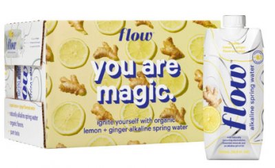 FLOW - Organic Alkaline Spring Water Lemon Ginger 12 x 500ml