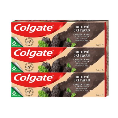 Colgate Natural Extracts Charcoal + White TRIO zubní pasta 3 x 75 ml