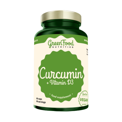 GreenFood Nutrition Curcumin + Vitamin D3 60 kapslí