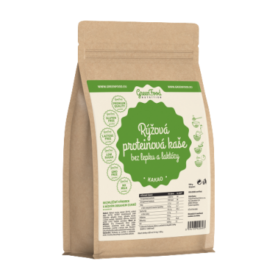 GreenFood Nutrition Rýžová proteinová kaše bez lepku a laktózy kakaová 500 g