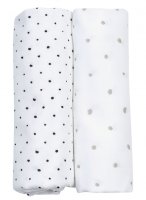 Plenka mušelínová BIO 2ks Grey and Black Dots 85x85cm - Motherhood. Plenka mušelínová BIO 2ks Grey and Black Dots 85x85cm