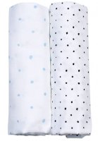 Plenka mušelínová BIO 2ks Blue and Black Dots 85x85cm - Motherhood Plenka mušelínová BIO Blue and Black Dots 85x85cm 2 ks
