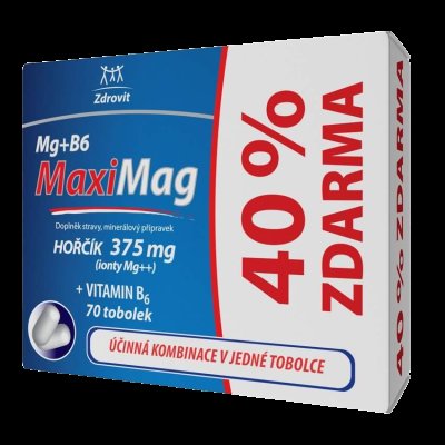 Zdrovit MaxiMag Hořčík 375mg+B6 40% Zdarma tob.70