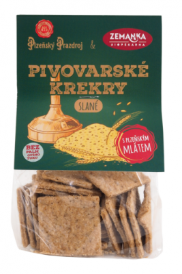 Biopekárna Zemanka, slané krekry s mlátem z plzeňského prazdroje 100g