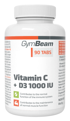 GymBeam Vitamín C+D3 1000IU 90 tablet