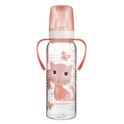 Canpol babies Láhev s potiskem Cute animals s úchyty 250ml