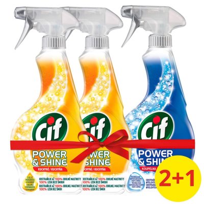 Cif Power&Shine Kuchyň čistící sprej 2x500ml + Cif Power&Shine Koupelna čistící sprej 500ml