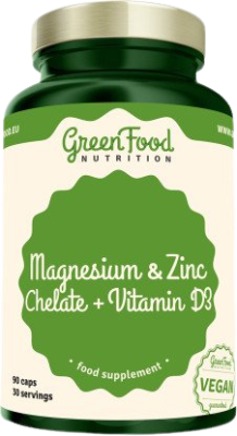 GreenFood Nutrition Hořčík a Zinek Cheláty+ Vitamin D3 90cps GreenFood Nutrition Hořčík a Zinek Cheláty+ Vitamin D3 90cps