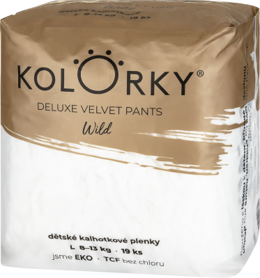 Kolorky Deluxe Velvet Pants Jednorázové kalhotkové eko plenky - wild - L (8-13 kg) 19ks