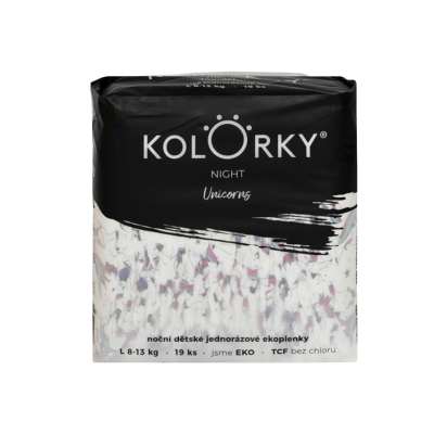 Kolorky NIGHT - L (8-13 kg) noční jednorázové eko plenky 19ks