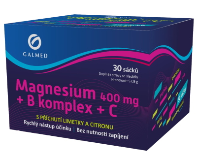 Galmed Magnesium 400 mg + B komplex + C 30 sáčků Galmed Magnesium 400 mg + B komplex + C 30 sáčků