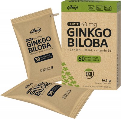 VITAR Ginkgo biloba 60mg + DMAE +Vitamín B6 EKO 60 kapslí