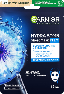 Garnier Hydratační regenerační noční textilní maska Moisture Bomb Night-time 32g