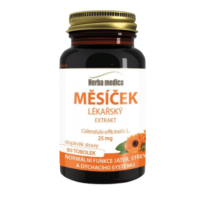 Herba medica Měsíček lékařský Calendula extrakt 250mg, 80 měkkých tobolek