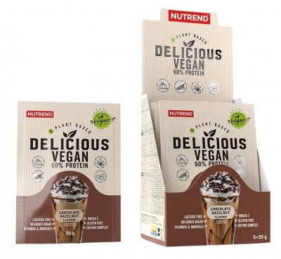 Nutrend Delicious Vegan 60% Protein čokoláda - oříšek 5x30g