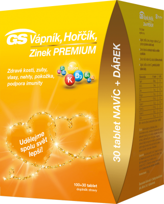 GS Vápník Hořčík Zinek Premium 130 tablet, edice 2020