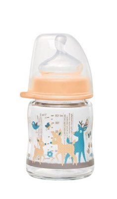 NIP Láhev sklo široká silikon-M holka 120ml