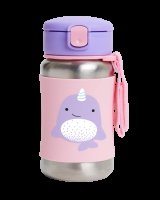 Skip Hop Zoo Láhev s brčkem na vodu nerez Narval 12m+ 350ml