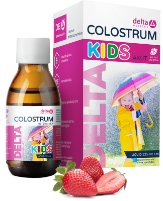 Delta COLOSTRUM® KIDS Akut Jahoda Tekuté 125 ml