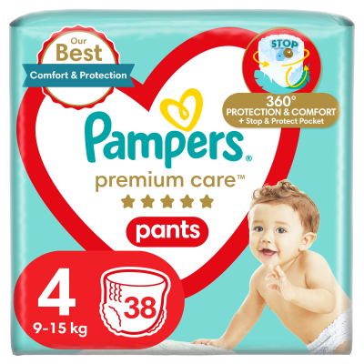 PAMPERS Premium Care Pants 4 MAXI 9-15 kg Value Pack 38 ks