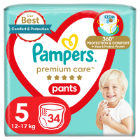 PAMPERS Premium Care Pants 5 JUNIOR 12-17 kg Value Pack 34 ks