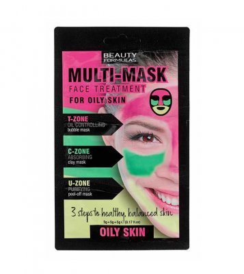 Beauty Formulas Třízónová pleťová maska pro mastnou pleť 3x5g