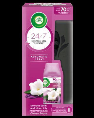 Airwick Automatický Spray komplet Jemný satén a Měsíční lilie 250ml