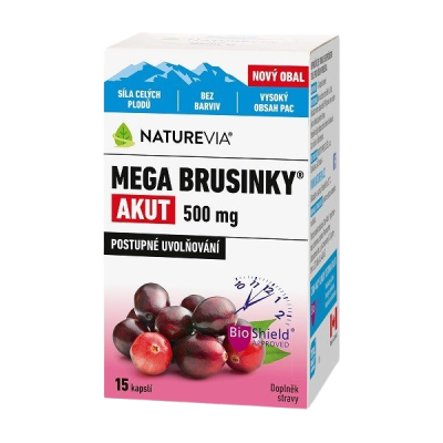 Swiss NatureVia Mega brusinky Akut 15 kapslí