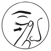 A close-up of a finger pointing to a face
Description automatically generated