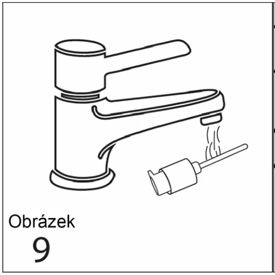 A drawing of a faucet and a toilet brush
Description automatically generated