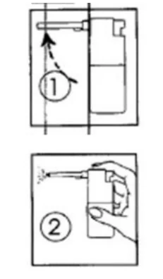 Bild 1: Vorbereitung des Sprühröhrchens
Bild 2: Anwendung des Sprühröhrchens